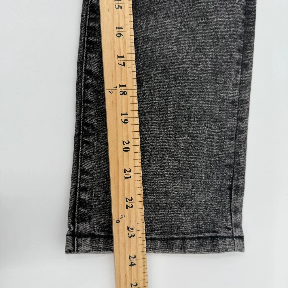 Calvin Klein Jeans Youth Girl 10 Black Mid Rise Straight Denim Acid Wash Stretch